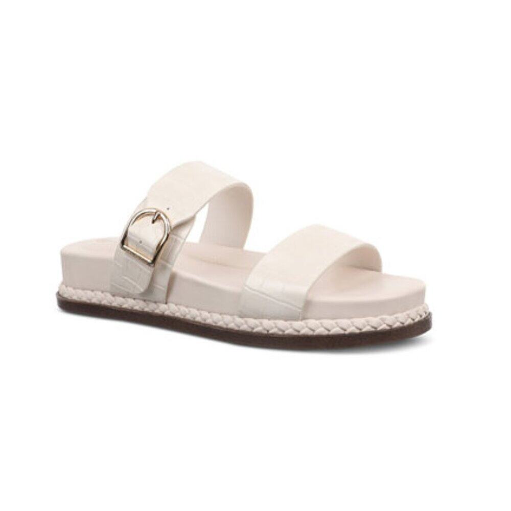 Giani Bernini Gianaa White Croc Embossed Slide Sandals – Size 8M